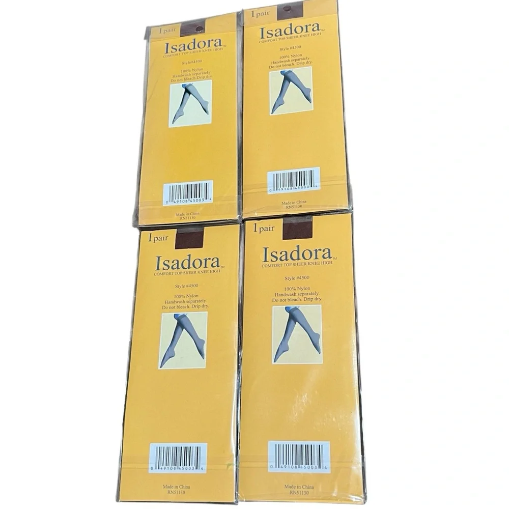 ❗️NWT❗️Isadora Comfort Top Sheer Knee High Stockings – Coffee – 4 Pair Lot